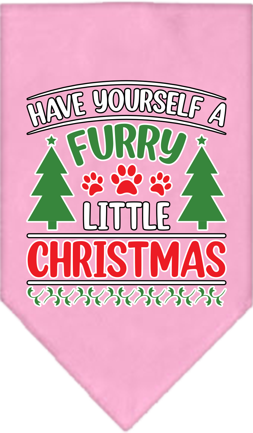 Furry Little Christmas Screen Print Bandana Light Pink Size Large